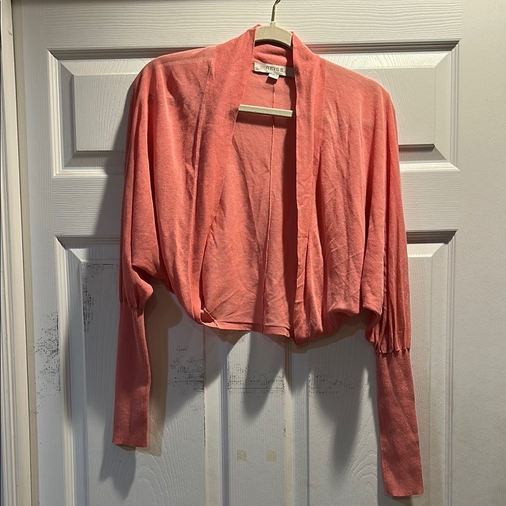 REISS Pink Lightweight Cardigan Open Coccon Sweater Shrug S/M balletcore